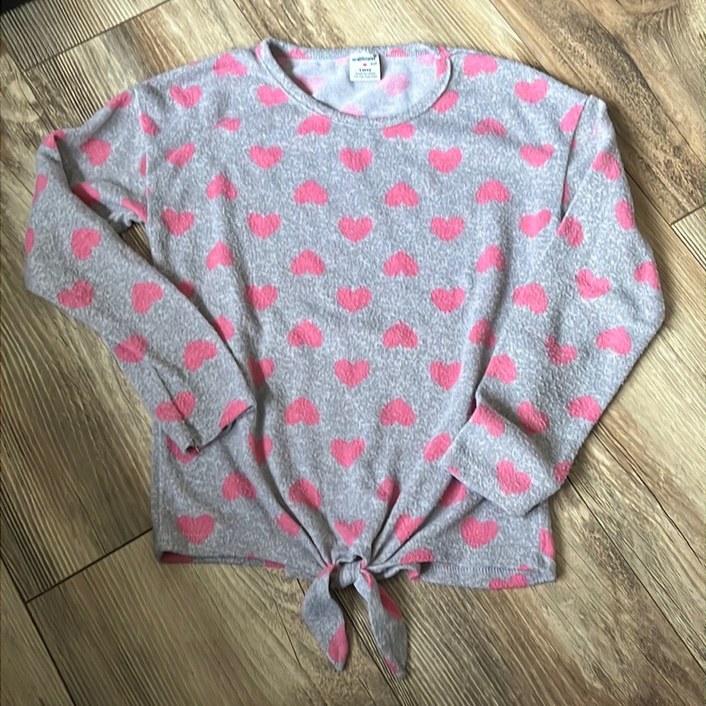 Girls grey and pink hearts sweater/shirt size 6x